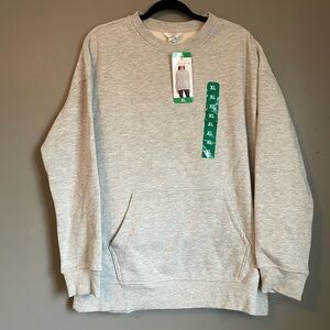 NWT Danskin Sz XL Women’s Grey Kangaroo Pocket Tunic Fleece-lined Sweatshirt Top